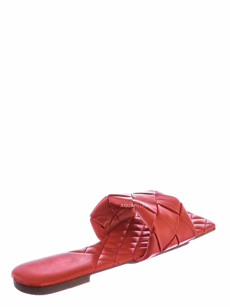 Forever Link Padded18 Wide Woven Slide Sandal - Womens Elongated Open Square Toe Slipper Mule New