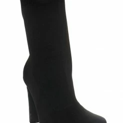 Glaze New Jiajia1 Women's Elastic Knit Bootie On Flat Block Heel