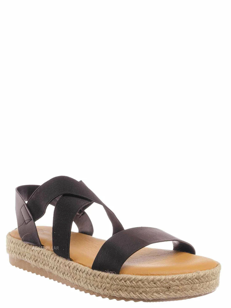 Bamboo New Superb22 Espadrille Elastic Flatform Sandal - Women Foam Padded Comfort Platform