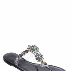 Vigo Fiore Fei2 Rhinestone Slip On Thong Sandal - Womens Crystal Open Toe Lucite Slides New