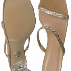 Delicious Facing Clear Heel Rhinestone Mules - Women Dress Slipper New