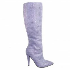 Anne Michelle New Magnolia13 Rhinestone Crystal W Glitter High Heel Strass Dress Boots