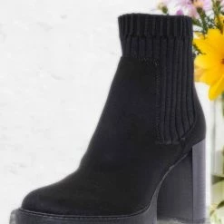 Bamboo Intense01 Chelsea Boots W Elastic Knit Sweater Sock - Threaded Lug Sole Bootie New