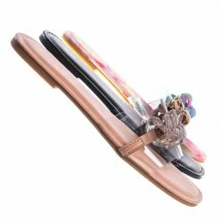 Bamboo New Laughter24 Oversized Chain On Lucite Vinyl Strap - Summer Slip On Slide Sandal