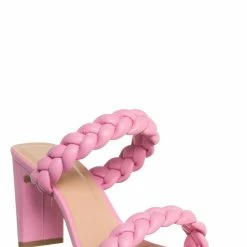 Soda Found Braided 3.5 Inch Block Heel Sandal - Women Thin Slide In Dress Mule