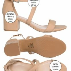 CityClassified Trial Low Block Heel Strappy Sandal - Women Dressy Chunky Dance Bride Wedding Ballroom Graduation Tacones Formal Summer Pump Comfort Shoes
