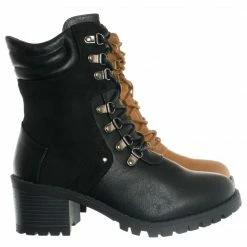 Fabulous New Please59 Block Heel Military Combat Bootie - Women Ankle Boots