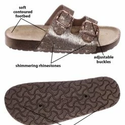 Bamboo Luster01 Rhinestone Molded Footbed Sandal - Contoured Crystal Slip On Slipper