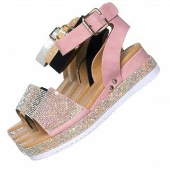 Forever Link New Luxury96K Kids Rhinestone Glitter Flatform Sandal - Little Girl Crystal Platform