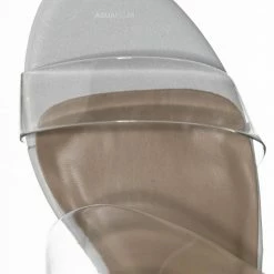 City Classified Soap Transparent Block Heel Mule - 90s Retro Lucite Clear Twin Strap Slides New