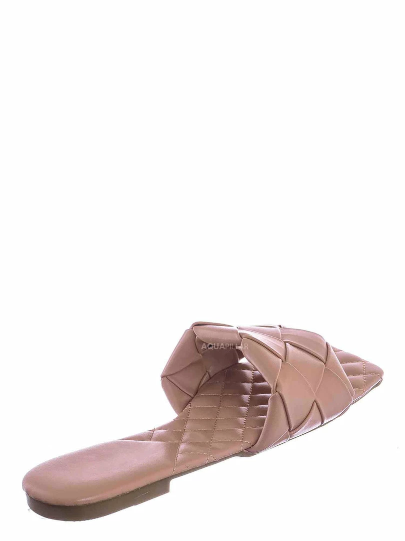 Forever Link Padded18 Wide Woven Slide Sandal - Womens Elongated Open Square Toe Slipper Mule New