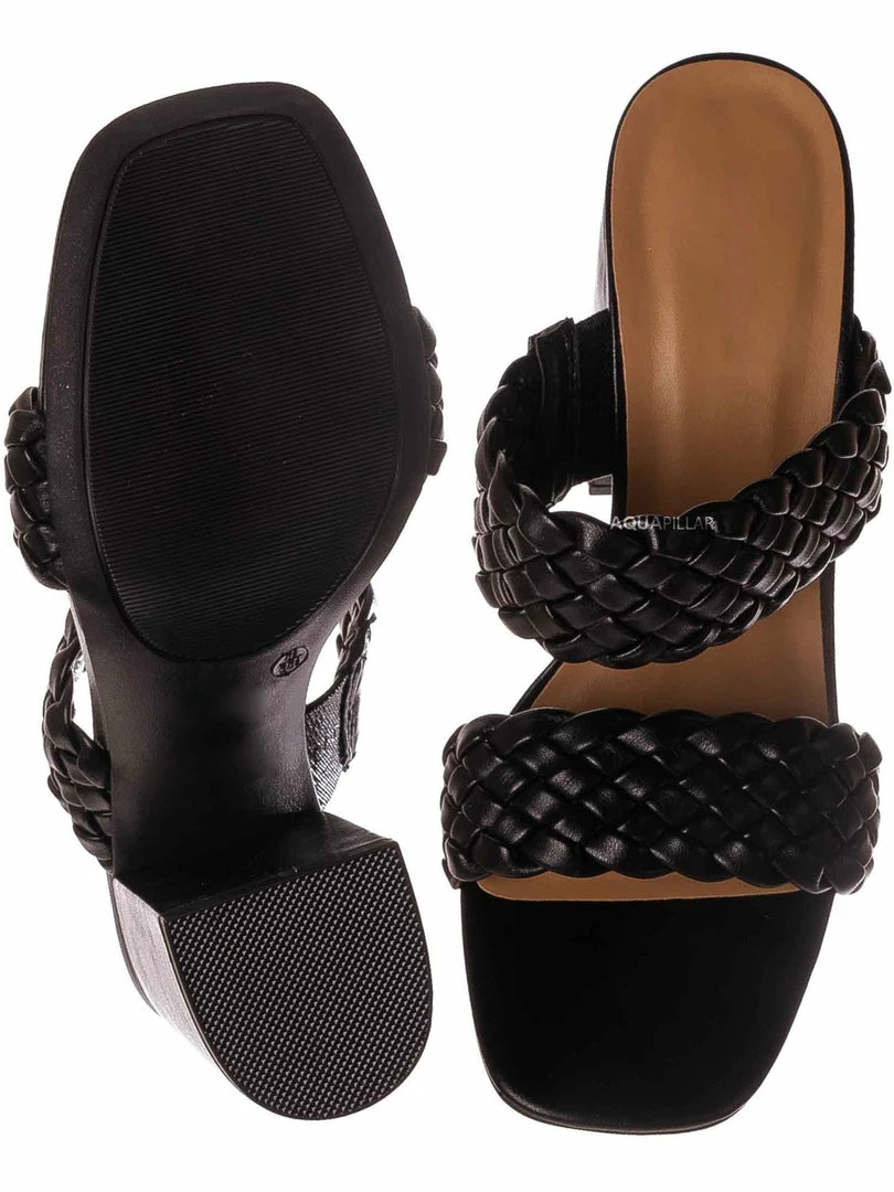 Bamboo New Milestone13 Thin Woven Block Heel Slide - Women Slipper Shoes