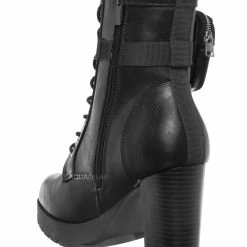 Forever Link New Match18 Fashion Combat Bootie W Pocket Pouch - Women Heel Ankle Boot