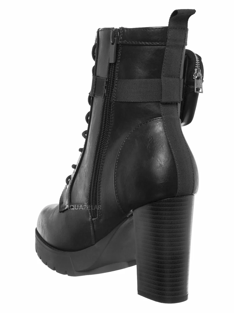 Forever Link New Match18 Fashion Combat Bootie W Pocket Pouch - Women Heel Ankle Boot