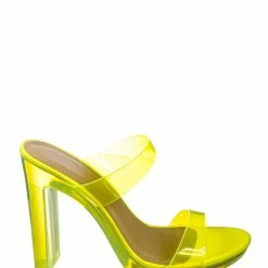 Soda Known Clear Acrylic Platform Heel Sandal - Womens Cinderella Neon Clear Slipper
