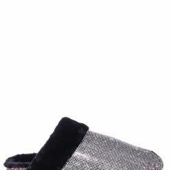 Forever Link New Benefit13 Rhinestone Crystal Moccasin Furry Footbed Slipper