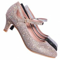 Forever Link New Jemma22 Rhinestone Glitter Pump - Women's Mary Jane Evening Dress Heel