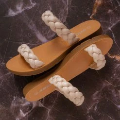 Soda Joyful Puffy Braided Flat Sandal, Women's Comfy Slipper New