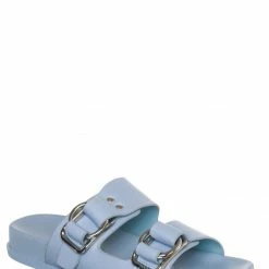 Soda New Rather Flexible Footbed Slide, Double Buckle Slipper Sandal