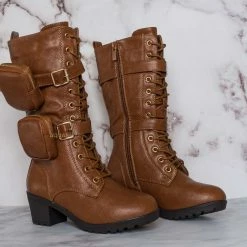 Forever Link Pacific34K Children's Block Heel Utility Combat Boot New