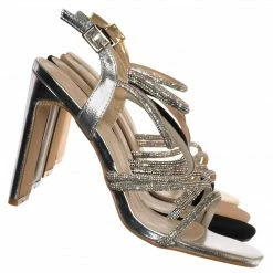 X2B New Ally5 Rhinestone Crystal Block Heel Dress Sandal, Womens Dance Shoes