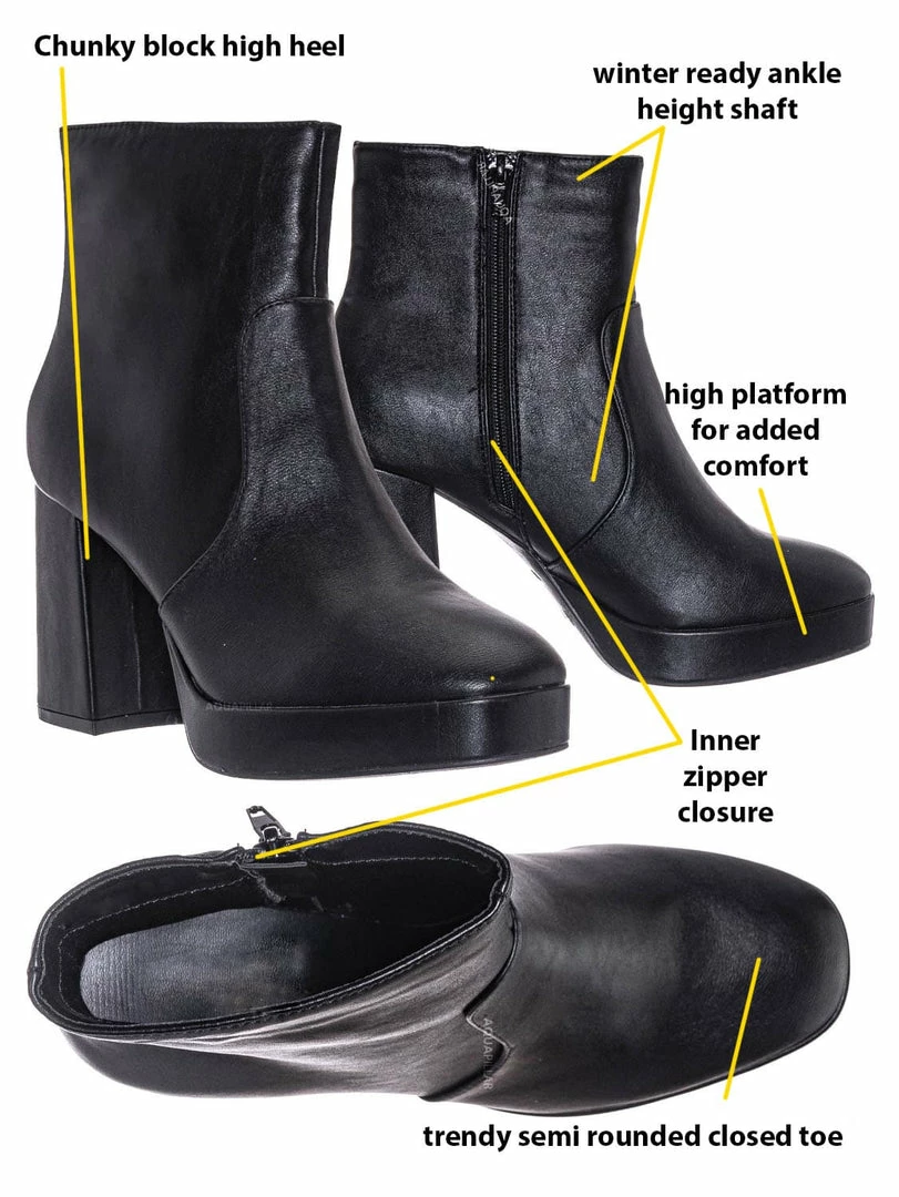 Bamboo Underlined01 Platform Block Heel Bootie - Women Croc & Suede Ankle Pump Boot New