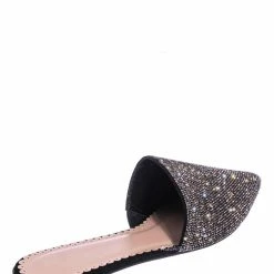 Wild Rose Elina1 Rhinestone Crystal Embellished Flat Mule - Womens Fancy Shiny Pointy Shoe