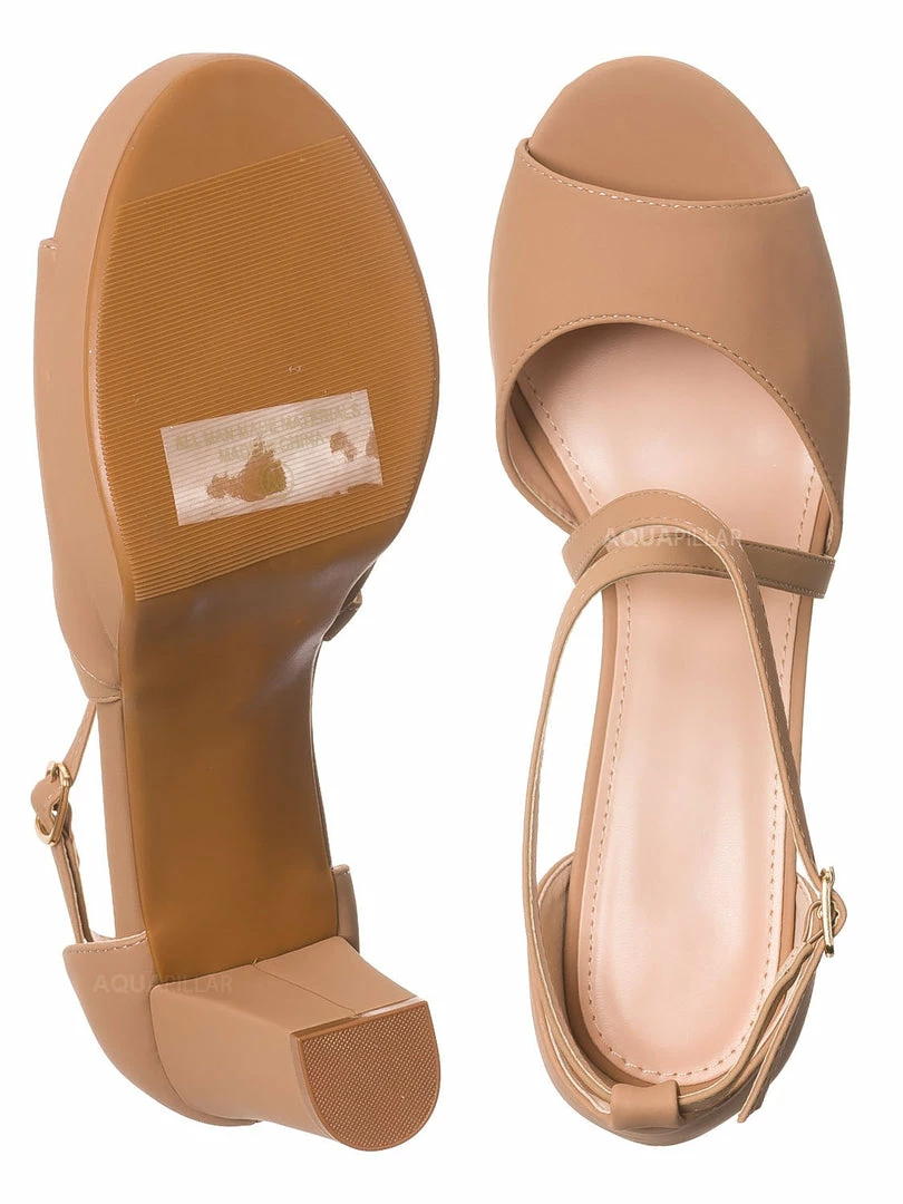 Top Moda Asia75 Cross Over Ankle Strap D'Orsay Pump - Women 3.5 Inch Block Heel Sandal