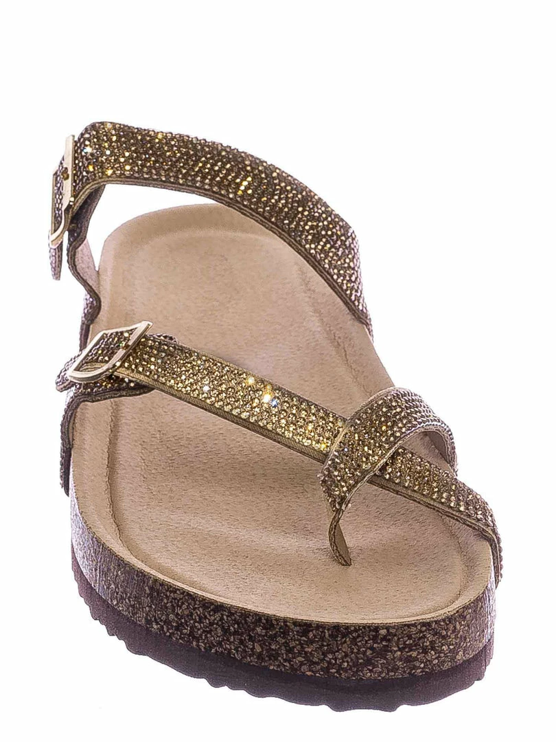 Bamboo Berk03 Rhinestone Molded Footbed Sandal - Women Crystal Slide In Contour Insole New