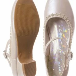 Little Angel Daisy016E Girls Mary Jane Pump - Kids Block Heel Rhinestone Wedding Dress Shoes New