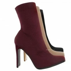 Glaze New Jiajia1 Women's Elastic Knit Bootie On Flat Block Heel