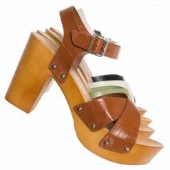 Wild Diva Kyrie31 Lightweight Wooden Clog Sandal, Women Sculpted Shoes New