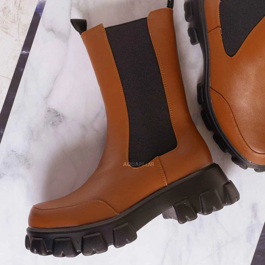 Bamboo New Tetris09 Calf High Chelsea Unisex Dress Boots