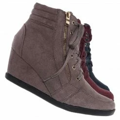 Forever Link Peggy56 90's Zip Hidden Wedge Sneaker - Athleisure Lace Up Casual Heel