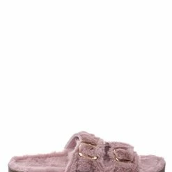 Bamboo New Defeat63 Faux Fur Molded Footbed Slipper - Furry Slide In Cork Slide Sandal