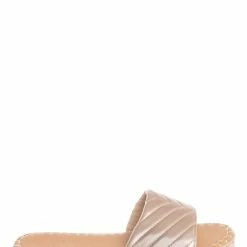 Bamboo New Healer12 Quilted Espadrille Flatform Slides - Women Platform Flat Sandal