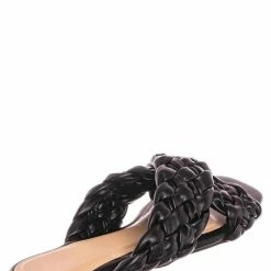 Bamboo Kick61 Thick Braided Woven Slides - Womens Open Squared Toe Slip On Mule Slipper New