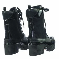 Bamboo Powerful06 Faux Fur Lninig Combat Boots - Military Lug Sole Color Block Shoes New