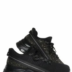 Bamboo New Hana47 Rhinestone Studded Knit Nylon Stretch Sneaker