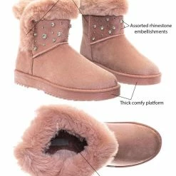 Forever Link Annie12 Snow Boots W Fur & Rhinestones
