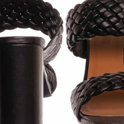 X2B Meg1 Block Heel Braided Mule, Women's Chunky Slide Sandal