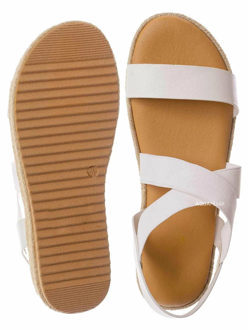 Bamboo New Superb22 Espadrille Elastic Flatform Sandal - Women Foam Padded Comfort Platform