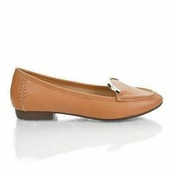 New Vedys1 By Kayleen, Almond Toe Metal Plated Collar Slip On Low Heel Loafers