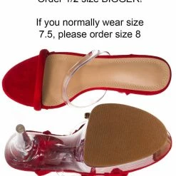 Liliana New Mafia1 Lucite Glass Heel Leg Wrap Sandal , Women Party Dance Shoes