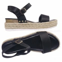 Wild Diva Klara01 Espadrille Jute Wrap Flatform Flat Retro Sandal Sharktooth Eva Outsole New
