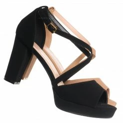 Top Moda Asia75 Cross Over Ankle Strap D'Orsay Pump - Women 3.5 Inch Block Heel Sandal