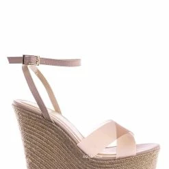 Bamboo New Chosen16 Clear Espadrille Platform Wedge Sandal - Women Lucite Clear Heels