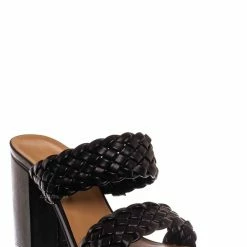 Bamboo New Milestone13 Thin Woven Block Heel Slide - Women Slipper Shoes