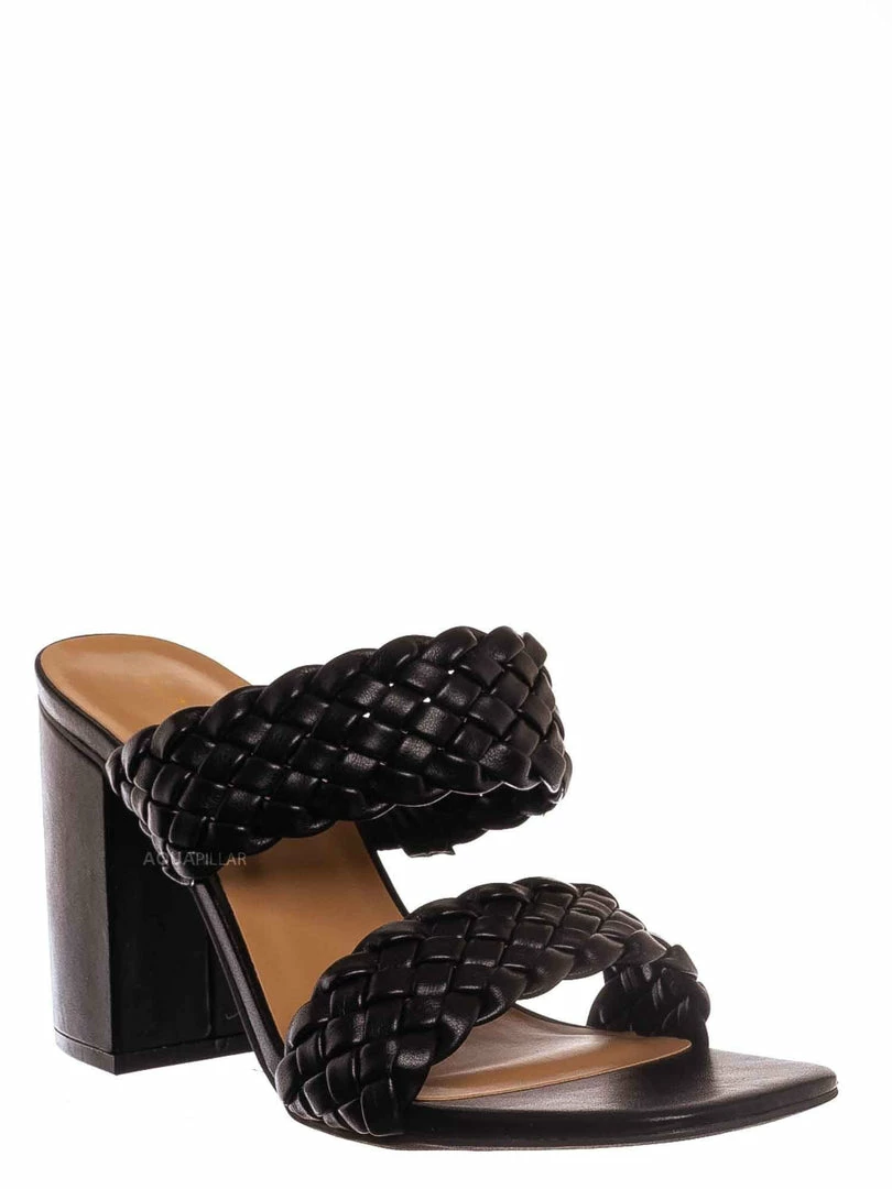 Bamboo New Milestone13 Thin Woven Block Heel Slide - Women Slipper Shoes