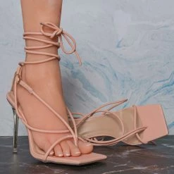 Wild Diva Bonia03 Spaghetti Strap Leg Wrap Sandal - Womens Dress Heel